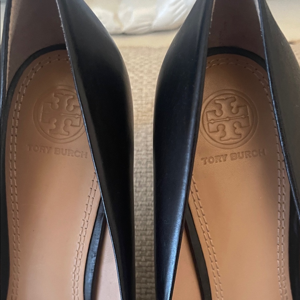 Tory Burch Black Leather Heels - Picture 2 of 7
